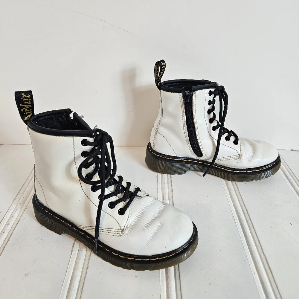 Dr. Martens Boots Kid 13 1460 Romario Leather Zip Combat AirWair Lace Up White